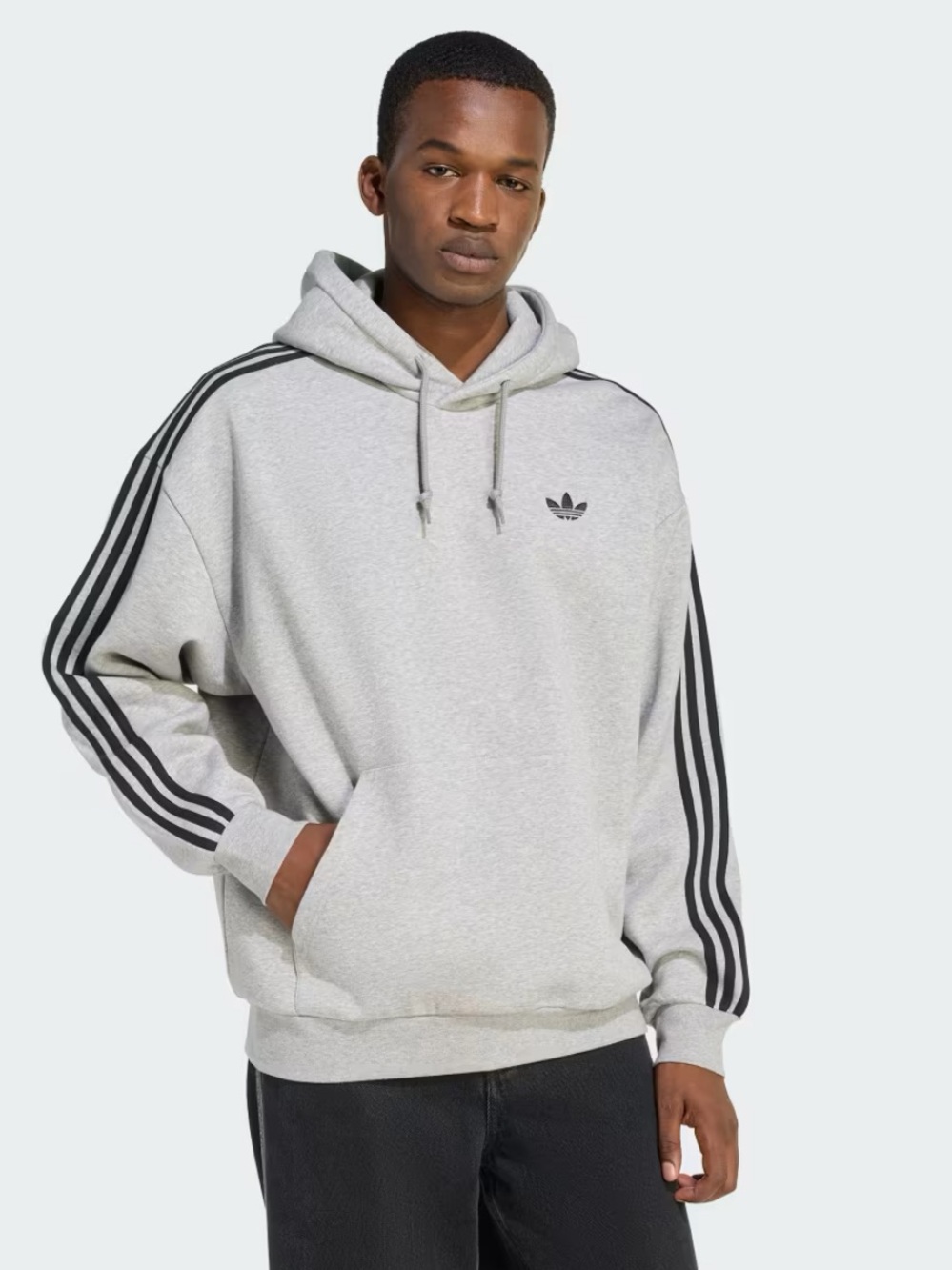 NWT Adidas Originals 3-Stripes Hoodie - Medium Grey Heather - XS